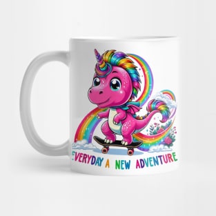 Unicorn Dinosaur Skateboard  Rainbow Adventure Dino Lover Top Mug